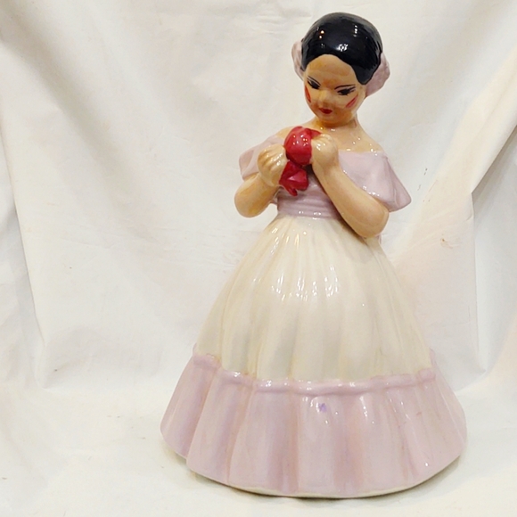 Vintage Artisan Signed Large Porcelain Girl Figurine